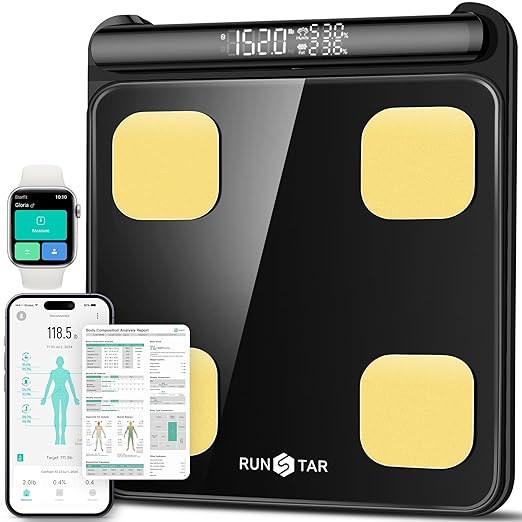 RunStar Smart Scale for Body Weight FSA&HSA Eligible, 8-Electrode Digital Bathroom Scale with BMI, Body Fat Percentage & Muscle Mass to 28 Body Composition and Printable Body Analysis Report