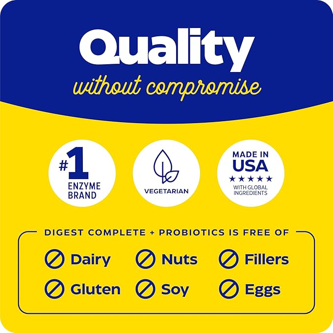 Enzymedica, Digest Complete + Probiotics, Gentle Digestive Enzymes with 400 Million CFU Active Cultures per Capsule, 30 Capsules