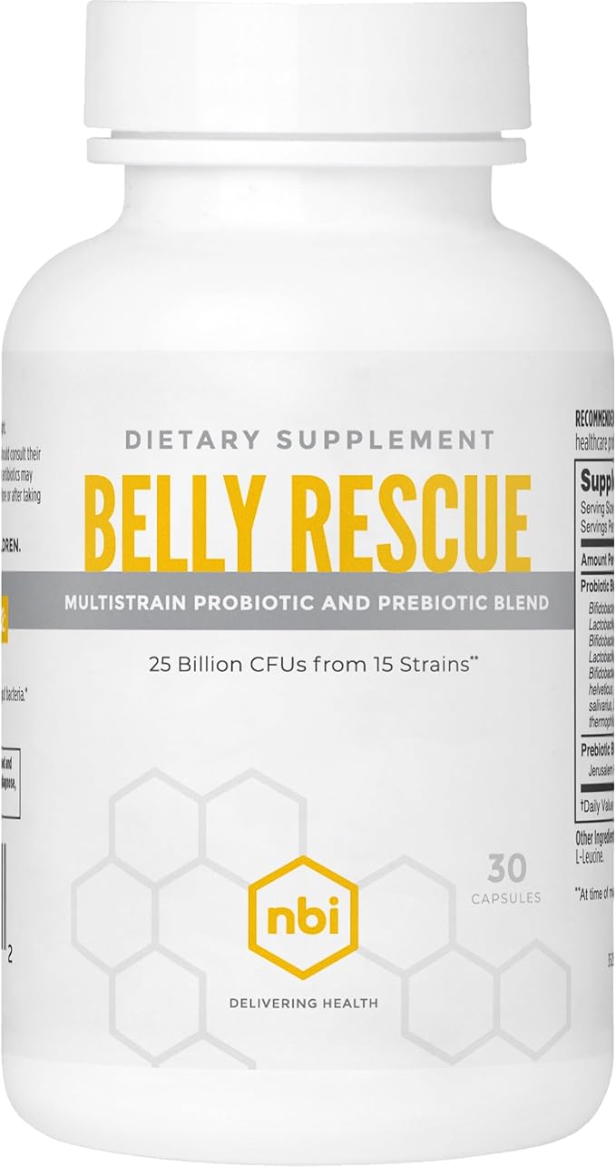 Belly Rescue: Probiotics & Prebiotics Blend for Women & Men, Once Daily for Digestive, Skin, and Immune Health, Shelf Stable