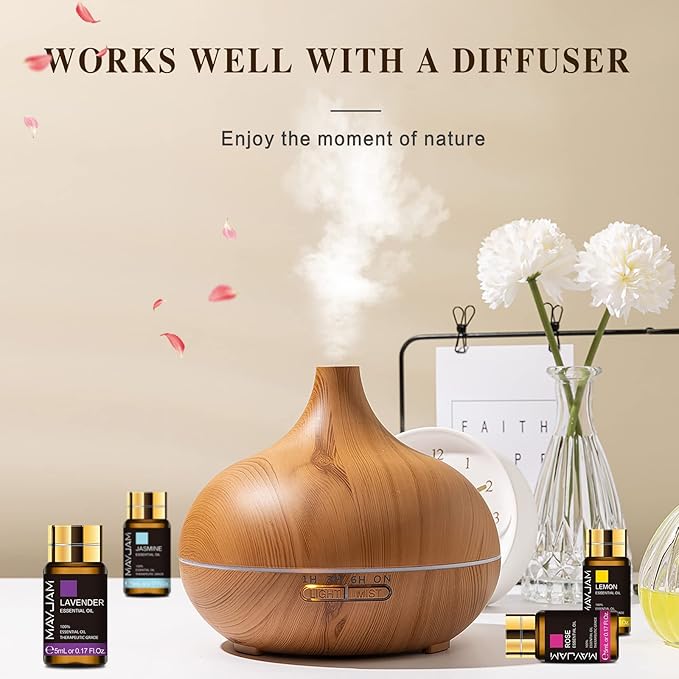 Top 28 Essential Oil Set for Diffuser Massage, 24x5ml Essential Oil Singles, 4x10ml Essential Oil Blends for Home Office Yoga