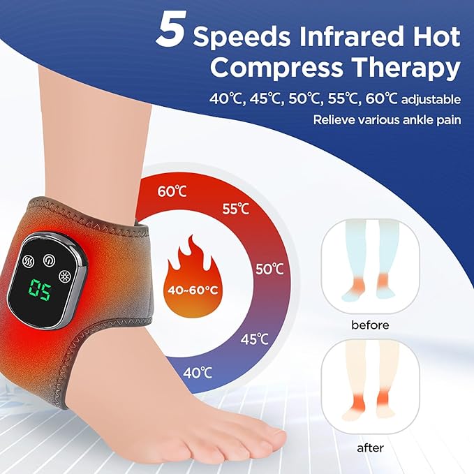 Soleva Foot Massager, Heated Foot Massager Relieves Pain and Promotes Blood Circulation, Graphene Therapy Hot Compress, Intelligent Temperature Control Ankle Protection