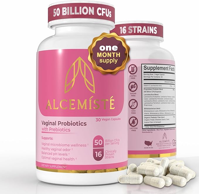 Vaginal Probiotics for Women pH Balance with Prebiotics + Lactobacillus Womens Probiotic Blend - Once Daily Vaginal Odor, BV, Yeast Control, Gut Health & Immune Support - 1 month Supply (30 servings)