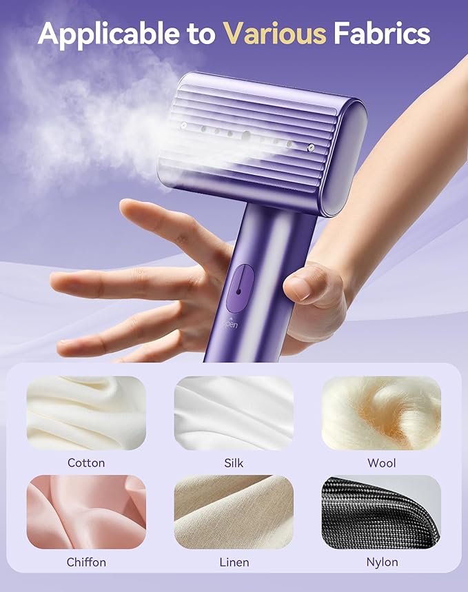 Portable Travel Steamer for clothes - 1200W Clothes Steamer Handheld Remover Fabric Clothing Wrinkles, 15s Fast Heat-up Garment Steamer, 120V Countries Steam iron for Home, Travel