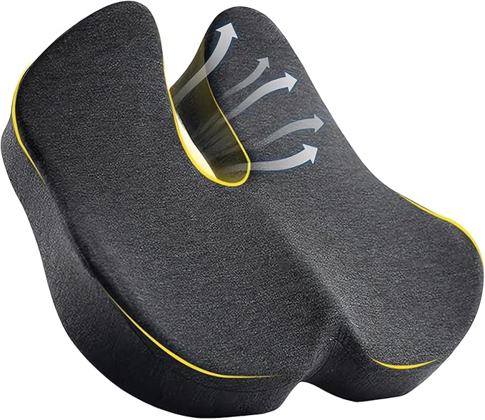 Memory Foam Seat Cushion for Office Chair Car Seat Ergonomic Chair Cushion Desk Chair Cushion for Sciatica Tailbone Hip Support Non‑Slip for Office Chairs Desk Accessories (Black)