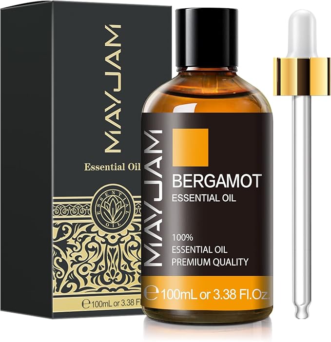 100ML/3.38FL.OZ Bergamot Fragrance Oils with Glass Dropper, Essential Oils for Diffusers for Home, Long Lasting Scented Oils for Diffusers Soap Candle Making