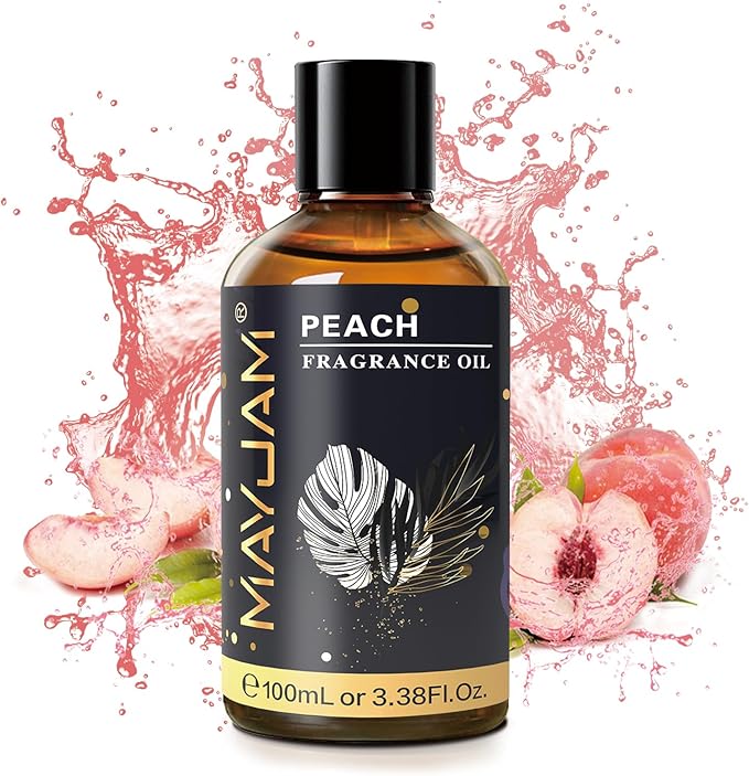 100ML/3.38FL.OZ Peach Fragrance Oils with Glass Dropper, Essential Oils for Diffusers for Home, Long Lasting Scented Oils for Diffusers Soap Candle Making