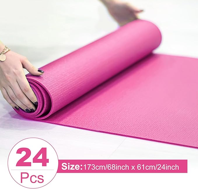 Funtery 24 Pcs 3 mm Thick Yoga Mat Exercise Workout Mat Non Slip Fitness Yoga Pad for Women Gym Home Yoga Pilates