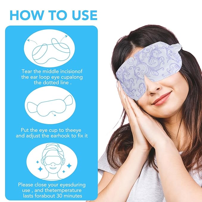 XPCARE 60 Pack Steam Eye Masks for Dry Eyes, Self Heated Steam Warm Eye Mask, Disposable Heated Eye Mask for Dark Circles, Puffy Eyes, Relief Stress Eye Fatigue (Unscented)