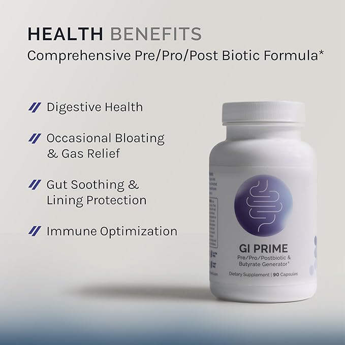 InfiniWell GI Prime - Pre, Post & Probiotics for Digestive Health - Aid Immune Function & Support The Gut-Brain Axis - with Bacillus Probiotics for Women & Men (90 Capsules)