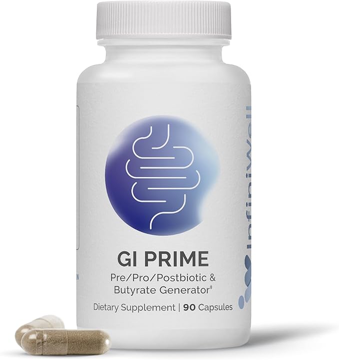 InfiniWell GI Prime - Pre, Post & Probiotics for Digestive Health - Aid Immune Function & Support The Gut-Brain Axis - with Bacillus Probiotics for Women & Men (90 Capsules)