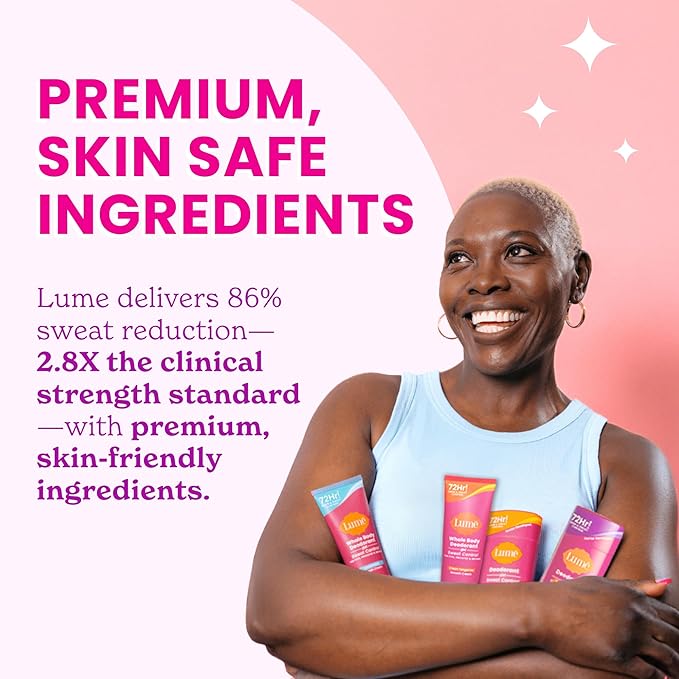 Lume Deodorant Plus Sweat Control - Smooth Solid Stick - Extra Strength Antiperspirant - 72 Hour Odor And Sweat Control - Baking Soda Free, Skin Loving - 2.6 ounce (Soft Powder) Pack of 2