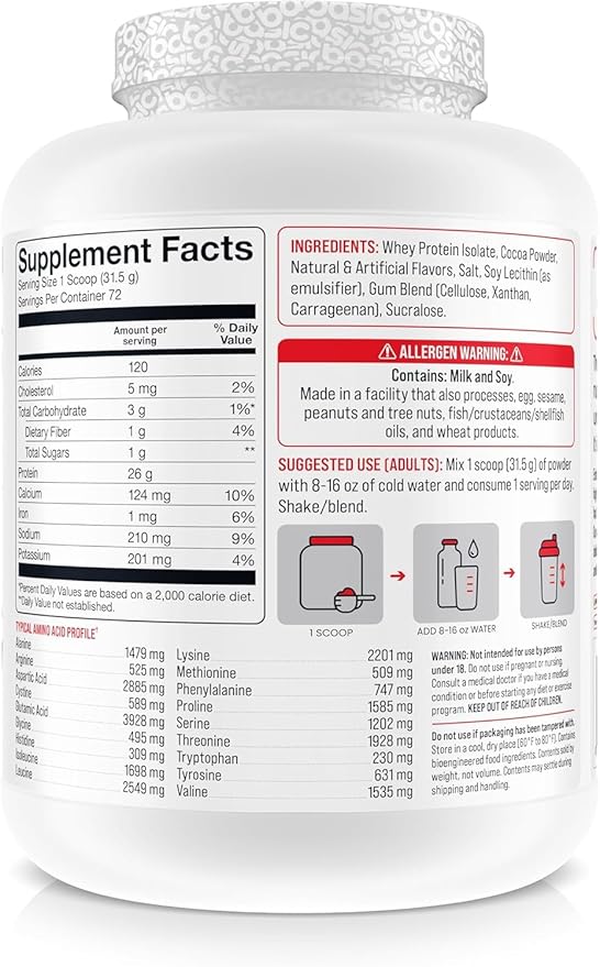 Basic Whey Protein Isolate, 26g Protein, 0g Fat, Gluten-Free, RBST-Free, Rapid Absorption, 120 Calories (5 Pound, Chocolate)
