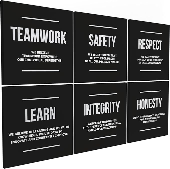 6X Motivational canvas, wall art for bedroom and office, inspirational black and white canvas poster, motivational poster set, decor bundle for home, wall pictures for living room (6x - 16 X 16 in)