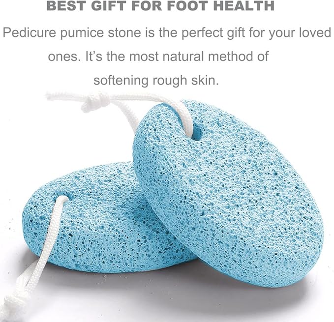 Natural Foot Pumice Stone for Feet, Borogo 2-Pack Lava Pedicure Tools Hard Skin Callus Remover for Feet and Hands -Blue