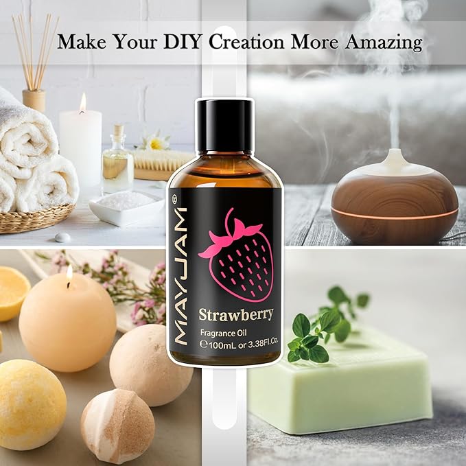 100ML/3.38FL.OZ Strawberry Fragrance Oils with Glass Dropper, Essential Oils for Diffusers for Home, Long Lasting Scented Oils for Diffusers Soap Candle Making