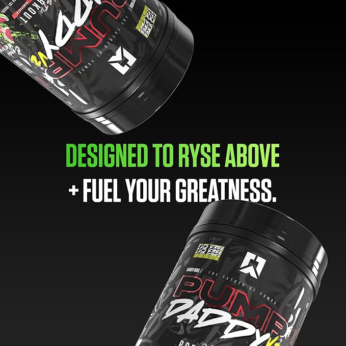 RYSE Pump Daddy V2 Pre Workout Powder - Noel Deyzel Signature - Candy Watermelon - Non-Stim Supplement with Citrulline, Creatine and Beta Alanine for Pumps, Endurance and Strength - 40 Servings