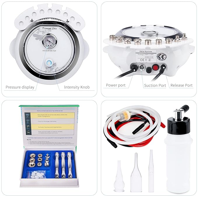 3 in 1 Diamond Microdermabrasion Machine, Yofuly 65-68cmHg Suction Power Professional Dermabrasion Equipment for Facial Skin Care