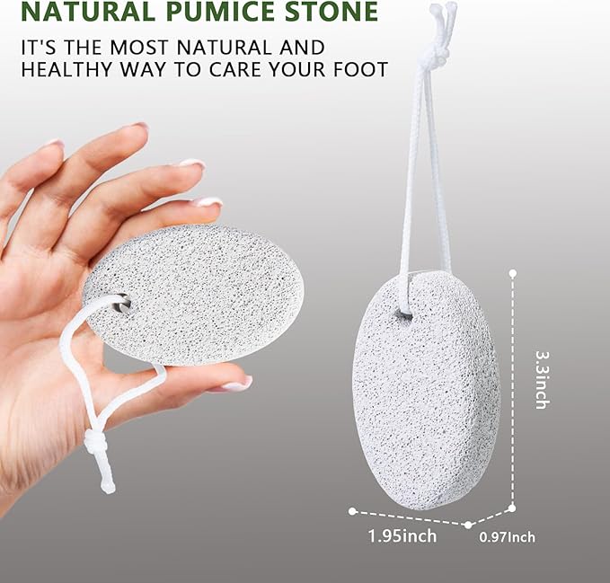 Natural Foot Pumice Stone for Feet, Borogo 2-Pack Lava Pedicure Tools Hard Skin Callus Remover for Feet and Hands - White&Red