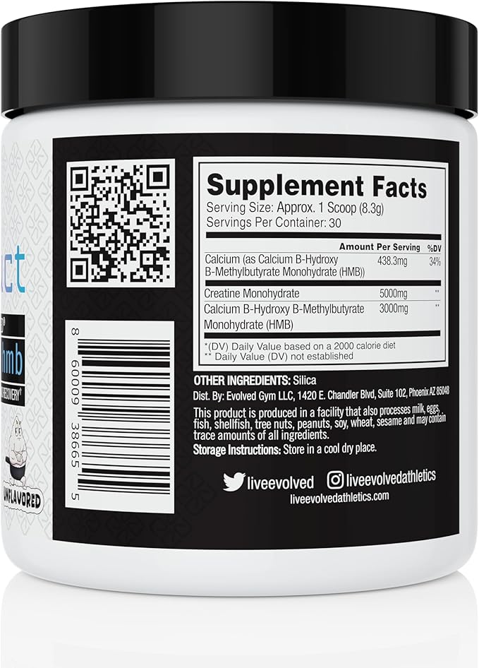 Construct -5g Creatine Monohydrate + 3g Hmb Blend, Muscle Growth, Strength, Recovery, ATP Energy, Athletic Performance, and Protein Synthesis - 30 Servings, unflavored