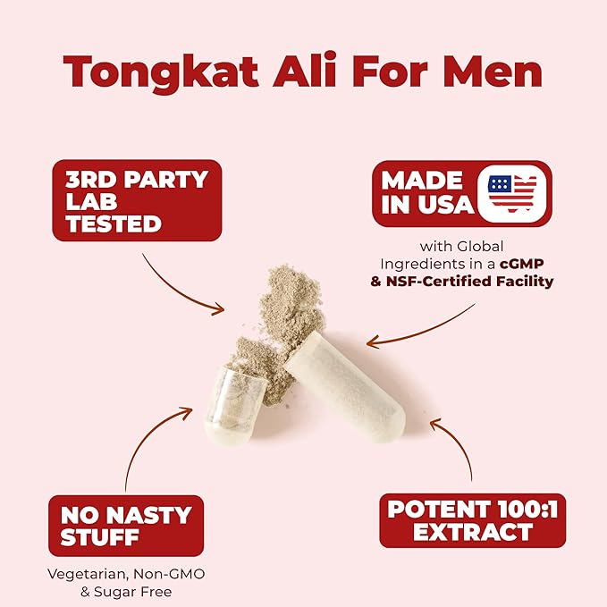 Tongkat Ali for Men - Premium & Potent Testosterone Supplement for Men with Longjack Tongkat Ali Powder - Male Enhancing Supplement for Workout - Testosterone Support & Muscle Builder - 2 Month Supply