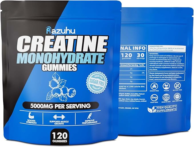 Pre Workout hcl creatine monohydrate Gummies, 120 Blue chew for Men(Blueberry), creatine hcl Energy Supplement for Women, whey Protein Isolate Vital Source Feminine Gummies