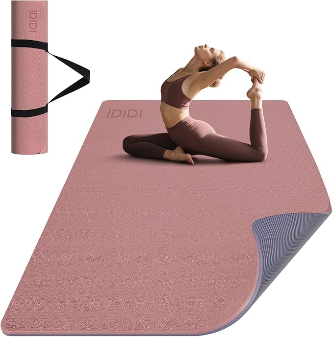 8mm Large Yoga Mat (6'x 4') - Extra Long and Wide 72 x 48 x 0.32 inches, Non-Slip POE Fitness Mat, Eco-Friendly, Thick Wide Exercise Mat for Home Workouts,Ideal for Yoga and Pilates.