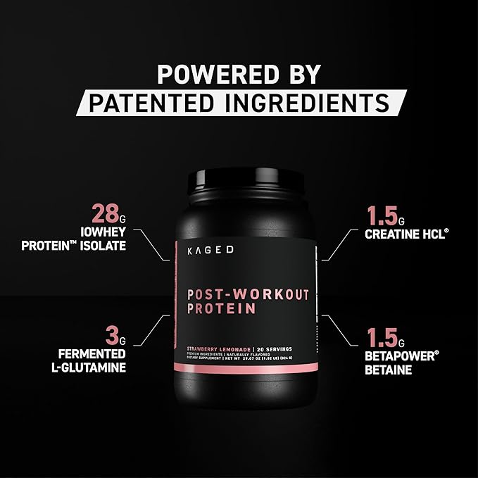 Kaged Post Workout Protein Powder | Re-Kaged | 28g Whey Protein with Creatine, Glutamine & Betaine for Muscle Growth & Recovery | Low Sugar | 20 Servings | Orange Cream