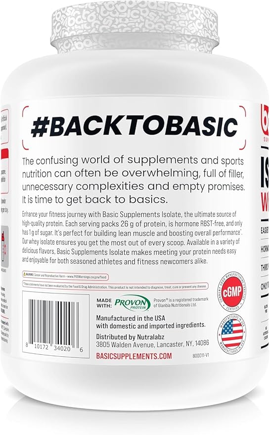 Basic Whey Protein Isolate, 26g Protein, 0g Fat, Gluten-Free, RBST-Free, Rapid Absorption, 110 Calories (5 Pound, Salted Caramel Cold Brew)