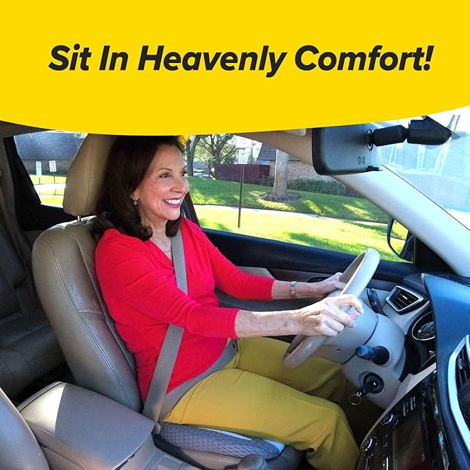 Extra Thick, Ultra-Comfy Edition Auto Cushion w/Memory Foam, AS-SEEN-ON-TV, Lumbar Support Helps Relieve Pressure, Molds to Anyone, Washable Cover, Drive in Heavenly Comfort, Any Vehicle