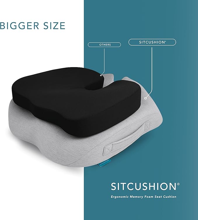 X Large Seat Cushions for Office Chairs - Pressure Relief Seat Cushion for Tailbone Pain, Back Pain, Coccyx & Sciatica Pain Relief Pillow - Office Chair Cushion + Extra Cover(Gray)