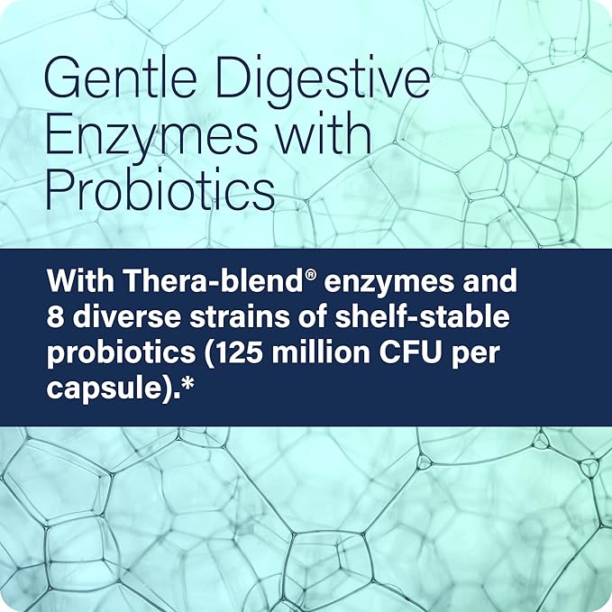 Complete Digestion, Full Support for Digestive Health and Help Reducing Gas, Bloating, Indigestion, and Irregularity with 125 Billion CFU Probiotics, Vegetarian, 90 Capsules