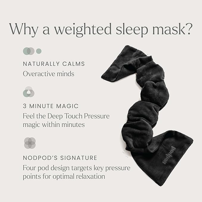 Nodpod Weighted Blanket & Sleep Mask Bundle – Ultra-Soft Body Blanket with Glass Beads + Light-Blocking Eye Mask – Relaxation, Comfort, Travel & Better Sleep - Black Onyx