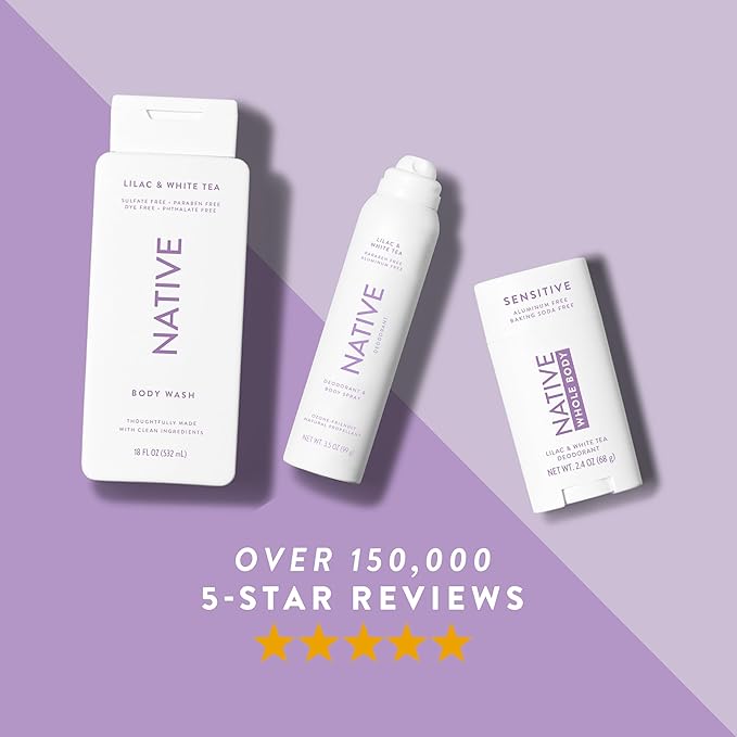 Native Deodorant & Body Spray Contains Naturally Derived Ingredients | Deodorant for Women and Men, All Day Odor Protection, Aluminum and Hydrocarbon Propellant Free | Lilac & White Tea