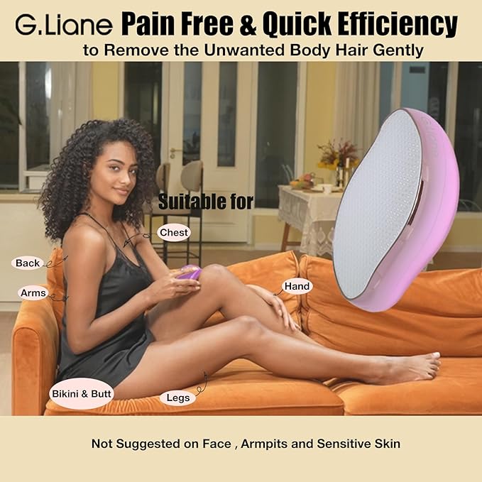 Crystal Hair Eraser,Upgraded Painless Crystal Hair Remover,Effective Nano Glass Hair Removal Device and Skin Exfoliation,Body Epilator for Women and Men(Light Pink)