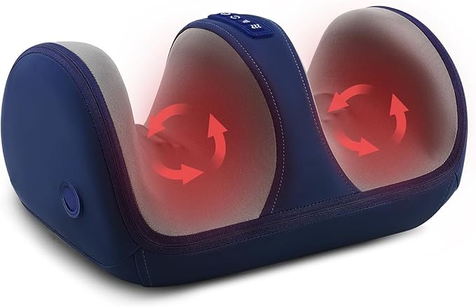 Shiatsu Foot Massager with Heat, Foot and Calf Massager for Circulation and Pain Relief, Plantar Fasciitis, Massage Feet/Arm/Calf/Ankle with Kneading Rolling, Gifts for Women & Men, Blue