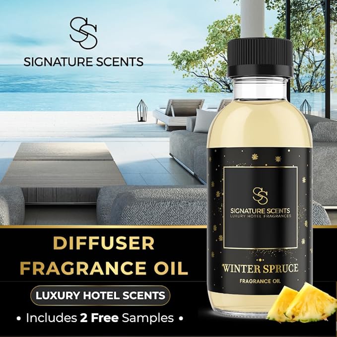 Luxury Hotel Diffuser Oil for Hotels and Homes - Aromatherapy Oils for use with an Essential Oil Diffuser at Home - Fragrance-Scent Diffuser Oil Blend (Winter Spruce) 4.05fl oz (120ml)