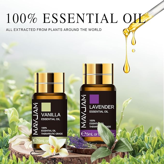 Top 28 Essential Oil Set for Diffuser Massage, 24x5ml Essential Oil Singles, 4x10ml Essential Oil Blends for Home Office Yoga