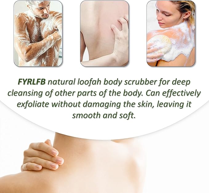 Natural Loofah Exfoliating Body Scrubber for Men and Women, Loofah Sponge Pads & Body Sponges Scrubber, Luffa Sponge to Clean & Relax Your Body Deeply (4 Pack)