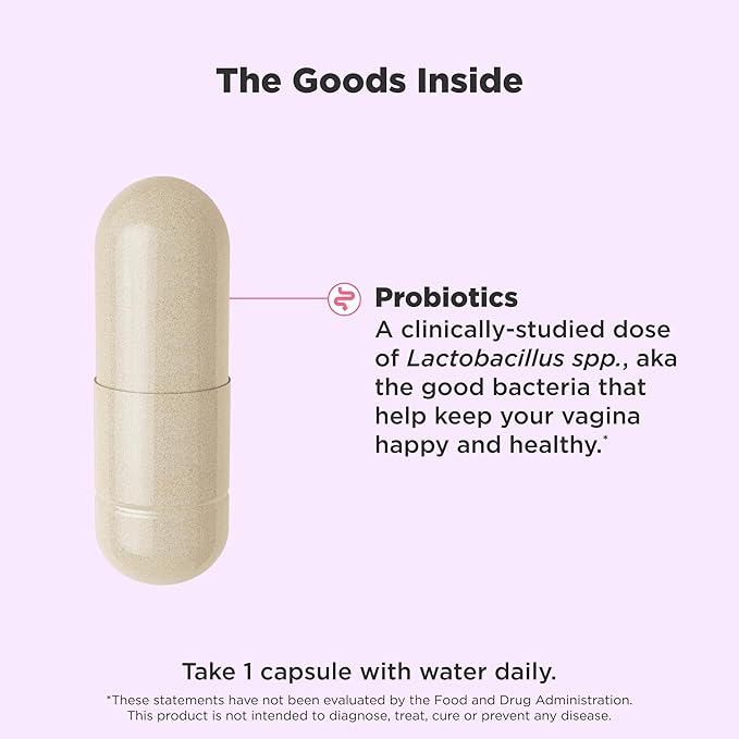OLLY Happy Hoo-Ha Capsules, Probiotic for Women, Vaginal Health and pH Balance, 10 Billion CFU, Gluten Free - 25 Count