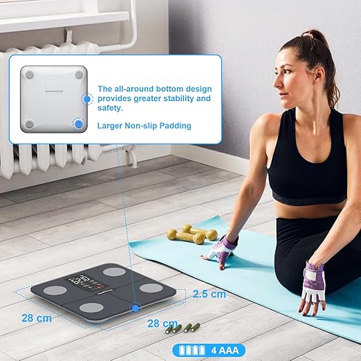 Digital Bluetooth Body Fat Scale – Ultra‑Precise Smart Bathroom Weight Scale with 15 Body Composition Metrics, Large Backlit Display, App Sync (Fitdays, Apple Health, Google Fit) & Multi‑User Profiles