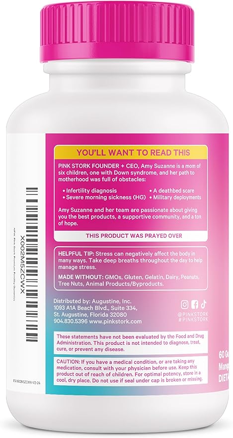 Pink Stork Fertility Gummies for Women – Pineapple Mango Flavor, Conception Support with Myo-Inositol, CoQ10, Folate, Zinc, Vitamin D, B6, B12 – Hormonal & Reproductive Health Supplement – 60 Gummies