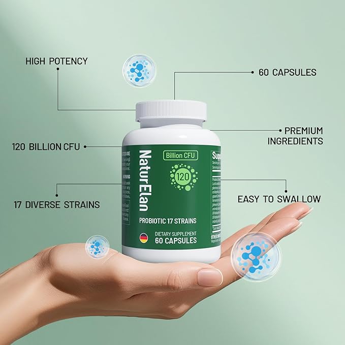 Probiotics for Women & Men - 120 Billion CFU, 17 Powerful Strains for Gut Health, Immunity & Fast Bloating Relief, Third - Party Tested, Non-GMO & Vegan Probiotics Formula for Digestive Health, 60 CT