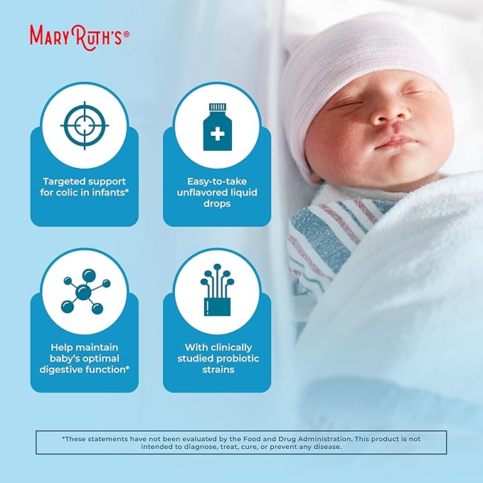 MaryRuth Organics Baby Probiotic Drops | Liquid Precision Probiotics for Digestive Health | Colic Calm | Occasional Colic Baby Relief | USDA Organic | Vegan | Baby Essentials| 30 Servings