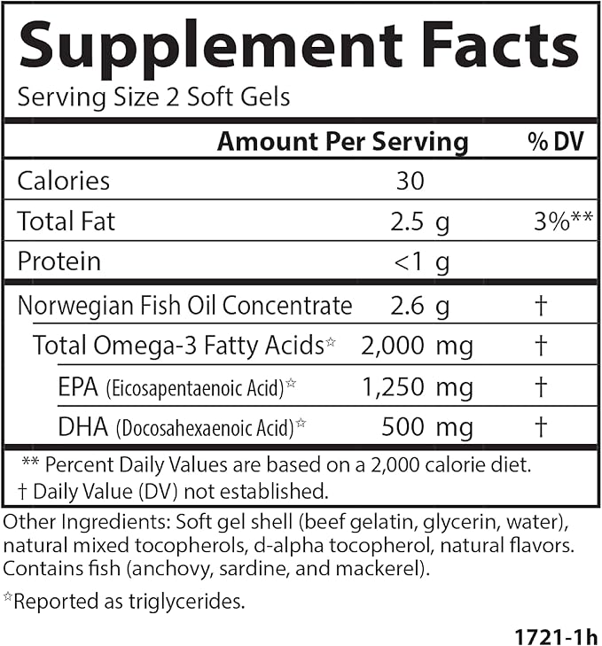 Carlson - Maximum Omega 2000, 2000 mg Omega-3s, Healthy Heart, Brain Function & Vision Support, Lemon, 90 soft gels