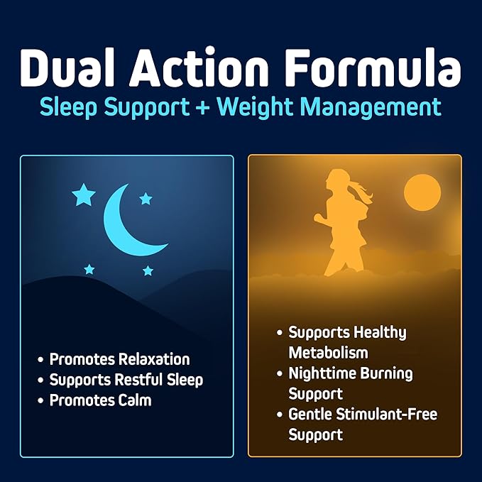 Herbtonics Night Time Burn & Sleep Complex Supports Overnight Metabolism, Stress Relief & Deep Sleep. Includes Melatonin, Valerian and Green Tea – Vegan Bedtime Weight Management (120 Capsules)