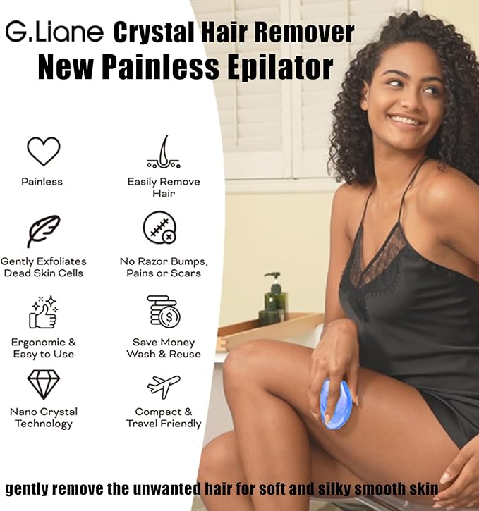 Crystal Hair Eraser,Upgraded Painless Crystal Hair Remover,Effective Nano Glass Hair Removal Device and Skin Exfoliation,Body Epilator for Women and Men(Royal Blue)