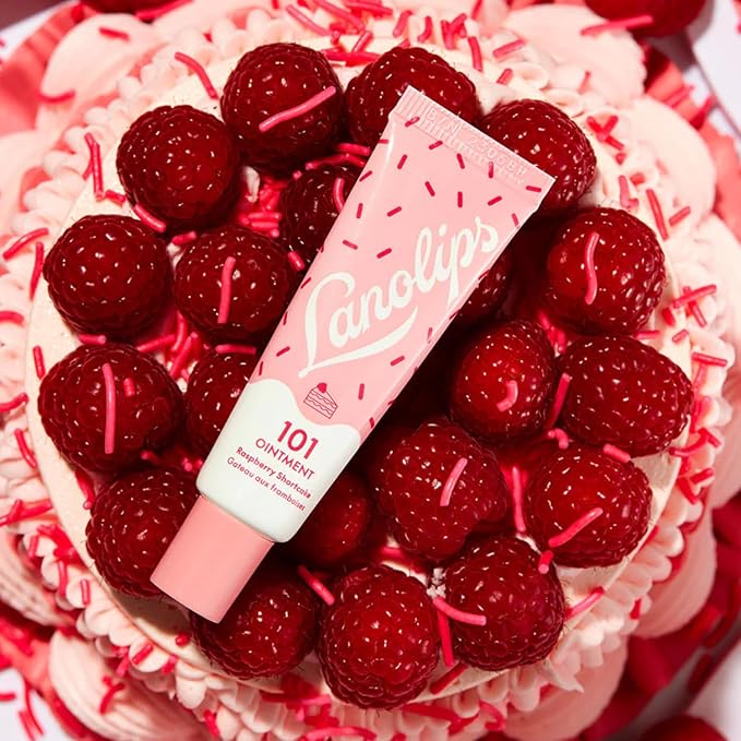 Lanolips 101 Ointment - Lanolin Lip Balm for Smooth, Hydrated & Healthy Lips - Multipurpose Lip Ointment with Lanolin Oil for Dry Lips, Cuticles & More - Raspberry Shortcake (0.52 oz)