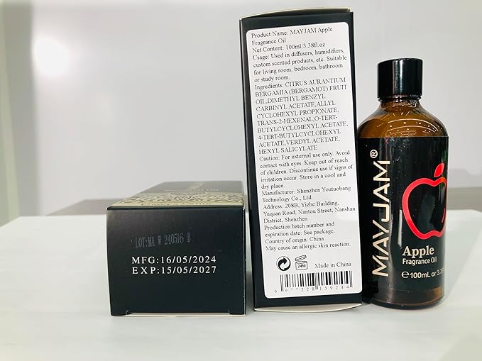 100ML/3.38FL.OZ Apple Fragrance Oils with Glass Dropper, Essential Oils for Diffusers for Home, Long Lasting Scented Oils for Diffusers Soap Candle Making