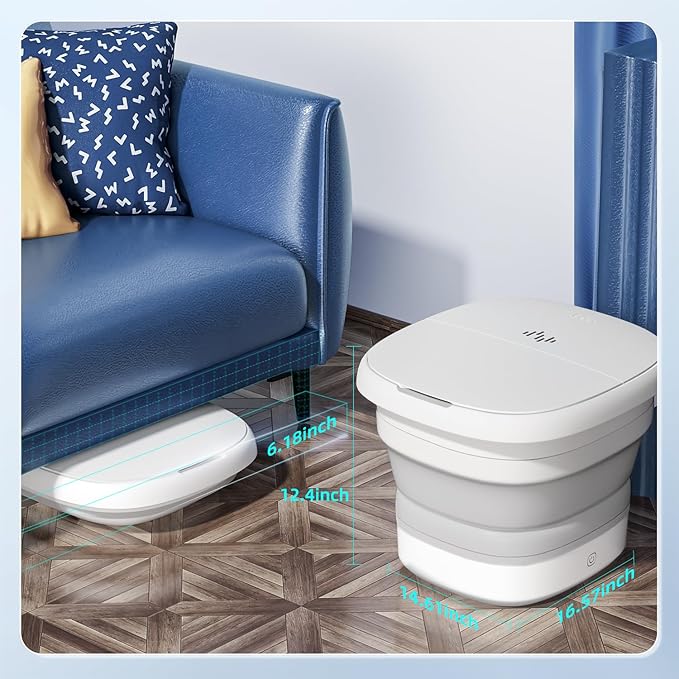 10L Collapsible Foot Spa Massage with Water and Electricity Separation System,Foot Bath with Three Level Temperature Control,Bubble,Remote,Red Light,Timer,and Four Set Electric Massage Balls