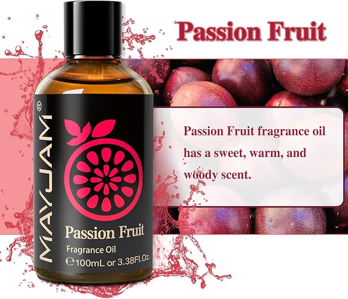100ML/3.38FL.OZ Passion Fruit Fragrance Oils with Glass Dropper, Essential Oils for Diffusers for Home, Long Lasting Scented Oils for Diffusers Soap Candle Making